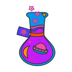 Poison with ufo Psychedelic element Flat vector illustration on white background