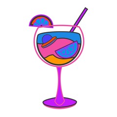 Coctail with UFO Psychedelic element Flat vector illustration on white background