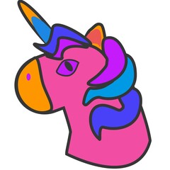 Unicorn Psychedelic element Flat vector illustration on white background