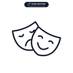 Theater masks icon symbol template for graphic and web design collection logo vector illustration