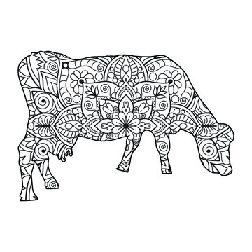 Mandala Cow Coloring Page For Kids