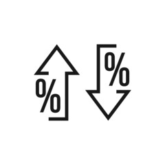 Up and Down with percent icon isolated on white background