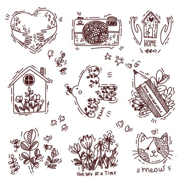 fun set with doodle elements