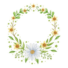 Watercolor wreath spring, happy easter, festive frame. 
