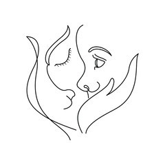 Hand Drawn Abstract Line of Mother And Baby Symbol