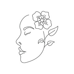 Minimal Line Art Beautiful Woman Face