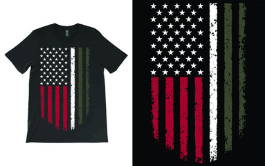 Patriotic American Flag T-Shirt Vector Design, Grunge Flag Tee, Distressed Vertical Flag Shirt.