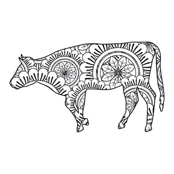 Mandala Cow Coloring Page For Kids