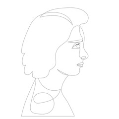 portrait girl, woman one line drawing