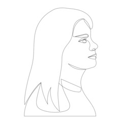 portrait girl, woman one line drawing vector, isolated