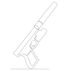 gun with silencer one line drawing vector, isolated