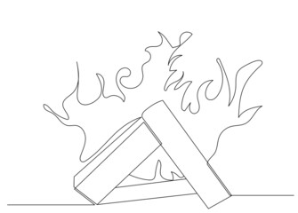 bonfire one line drawing vector, isolated