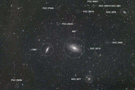 Bodes Galaxy and the sorrounding galaxies