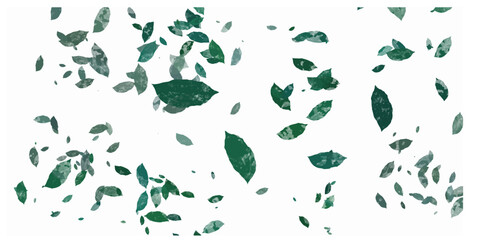 Obraz na płótnie Canvas Artistic vector illustration of falling green leaves isolated on white background