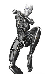 amazing robot is doing a hiphop dance close up view