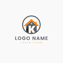 Simple Modern House Logo Letter K