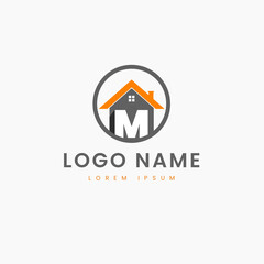 Simple Modern House Logo Letter M