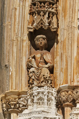 detail of the Facade of the Main Entrance at the Batalha Monastery, or Monastery of Santa Maria da Vitoria, Portugal