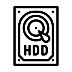 hdd computer part line icon vector. hdd computer part sign. isolated contour symbol black illustration