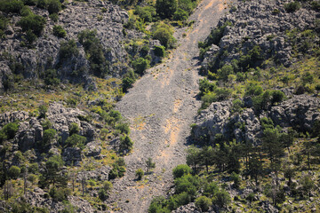 Fototapeta na wymiar Steep descent in the mountains of Montenegro