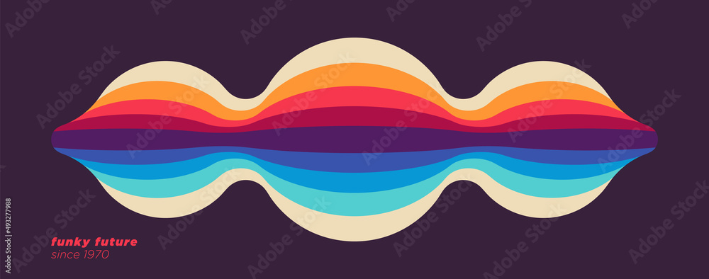 Fototapete Simple abstract design in retro style with colorful rounded shape. Vector illustration.