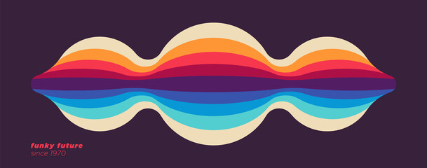 Obraz premium Simple abstract design in retro style with colorful rounded shape. Vector illustration.