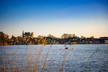 NOORDWIJK BINNEN, NETHERLANDS. FEBRUARY 27, 2022. Beautiful view to the chanel and embankment