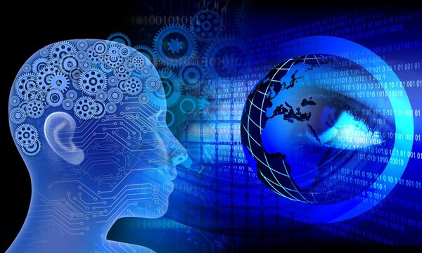 Binary Code Background, artificial intelligence Digital eye Abstract technology background. Java, coding.
