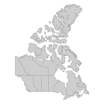 Outline political map of the Canada. High detailed vector illustration.