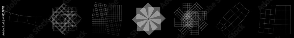 Fototapete mirrored, tweaked irregular grid, mesh, grating and lattice geometric vector element, pattern, textu