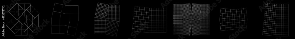 Poster Mirrored, tweaked irregular grid, mesh, grating and lattice geometric vector element, pattern, texture