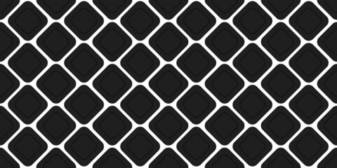 Seamless Black and White Rhombus Pattern. Modern Geometric Texture Decoration. Fashion Style Geometric Diagonal Line Fabric. Elegant Rhombus Background. Abstract Wallpaper Design. Vector Illustration