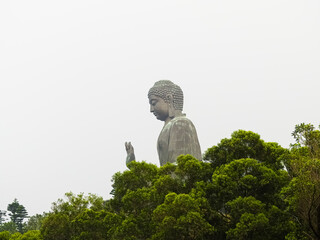 Ngong Ping, Hong Kong, China - September 17 2019: Ngong Ping, view of the Tian Tan Buddha giant...