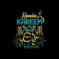Ramadan kareem and Eid Mubarak typography lettering for t shirt 