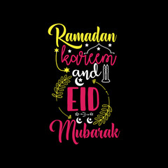 Ramadan kareem and Eid Mubarak typography lettering for t shirt 