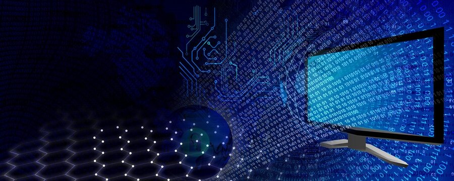 Cogs gears industrial business background. background integration. technology banner background. vector illustration. Binary matrix code on the screen. numbers of the computer matrix. 