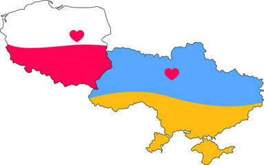 Fototapeta premium map of ukraine and poland with flags