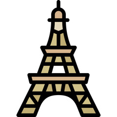 eiffel tower filled outline icon