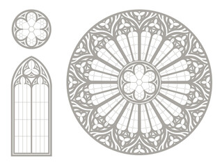 Medieval Gothic stained glass round window texture
