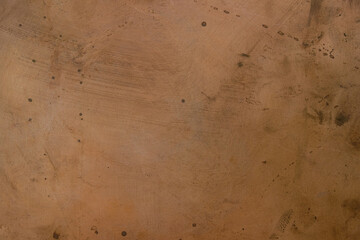 Rough copper plate with stains and scratches. Copy space.	