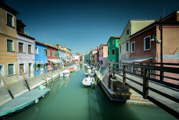 Fototapeta na wymiar Colourful Houses on Burano Island, Venice, Italy 