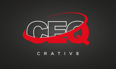 CEQ creative letters logo with 360 symbol vector art template design