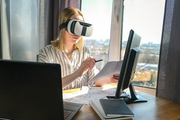 Metaverse.Remote work investor rally  immersive space glasses VR AR .virtual reality digital money,trading,cryptocurrency.new technology.investment, invest, remote work, trader Break The Science Bias