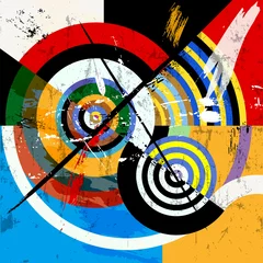 Foto op Canvas abstract circle background, retro style, with paint strokes and splashes © Kirsten Hinte