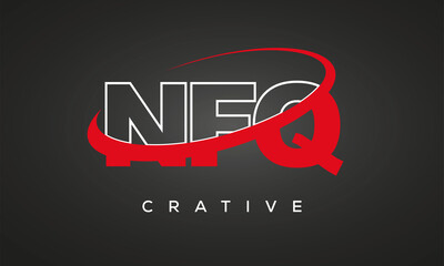 NFQ creative letters logo with 360 symbol vector art template design