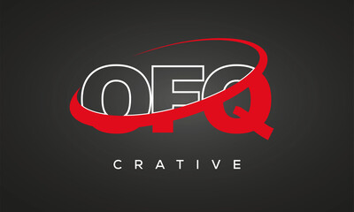 OFQ creative letters logo with 360 symbol vector art template design