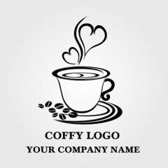 Hot coffee cup logo design abstract. vector illustration.