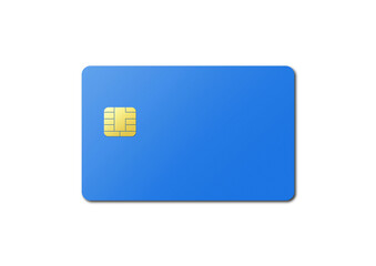 Blue credit card on a white background