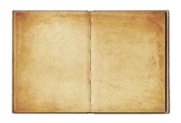 Vintage open book isolated on white background