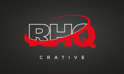 RHQ creative letters logo with 360 symbol vector art template design